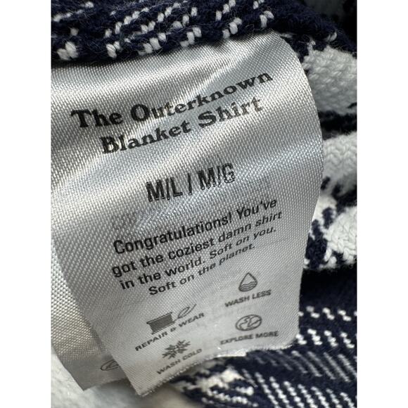 Outerknown Blanket Shirt Navy Plaid M/L Heritage Outdoor Mens Flannel Heavy Wght - Picture 3 of 12